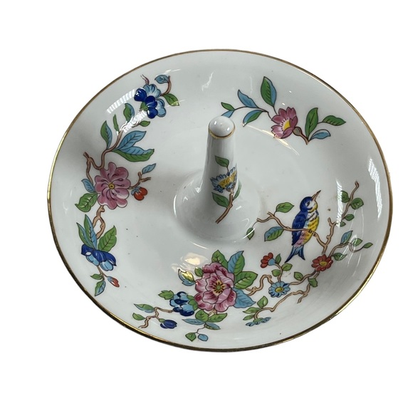 Vintage Aynsley Pembroke LOT 2 Vases & Ring holder Birds fine china England VG - Picture 4 of 7